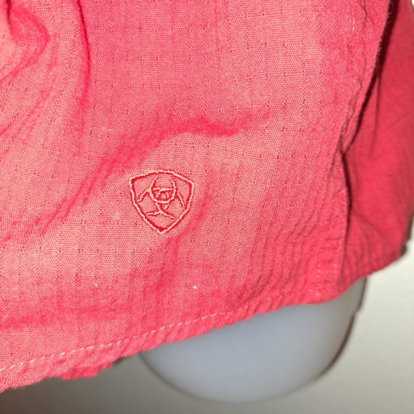 Ariat Embroidered Stitch Accent Snap Button Western Fitted Red Shirt Sz XL - Picture 6 of 12